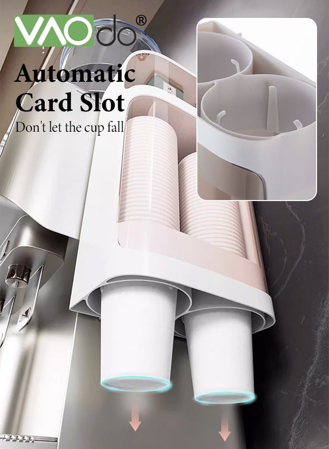 فاو دو موزع أكواب مثبت على الحائط موزع أكواب تبريد المياه مناسب للأكواب الورقية التي يبلغ قطرها 7.5 سم  مع حامل أكواب من نوع السحب لتخزين كبسولات القهوة - Image 2