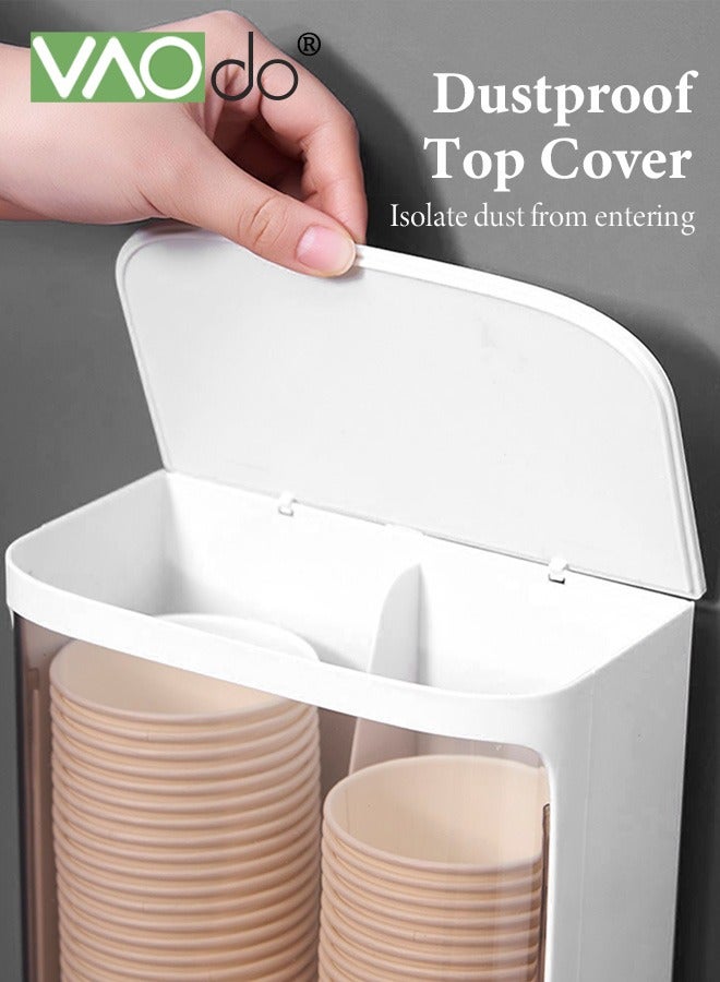 فاو دو موزع أكواب مثبت على الحائط موزع أكواب تبريد المياه مناسب للأكواب الورقية التي يبلغ قطرها 7.5 سم  مع حامل أكواب من نوع السحب لتخزين كبسولات القهوة - Image 3