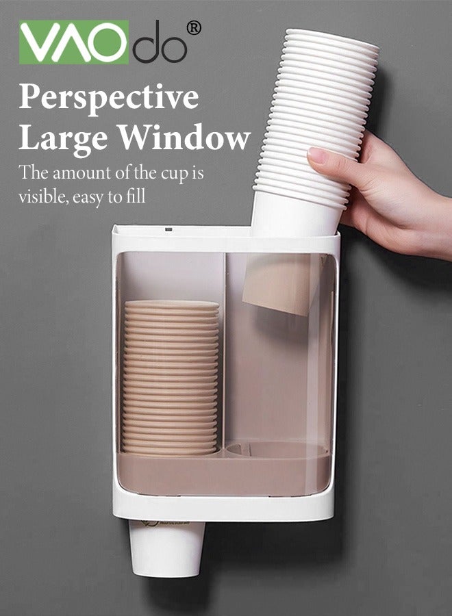 فاو دو موزع أكواب مثبت على الحائط موزع أكواب تبريد المياه مناسب للأكواب الورقية التي يبلغ قطرها 7.5 سم  مع حامل أكواب من نوع السحب لتخزين كبسولات القهوة - Image 4