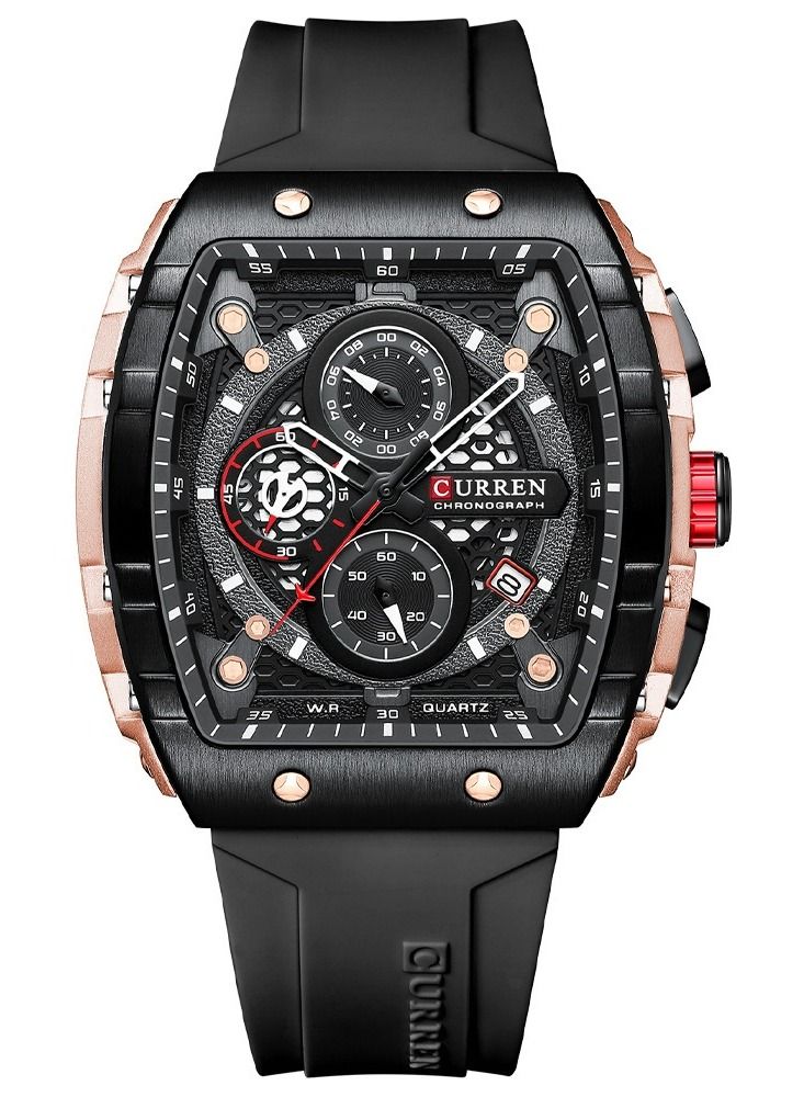 CURREN CURREN 8442M Men Quartz Sport Watch Silicone Strap Alloy Case Fashion Multifunction Wristwatch Abrastion Resistant glass 3ATM Luminous Display Chronograph Calendar Date Watches - Image 1