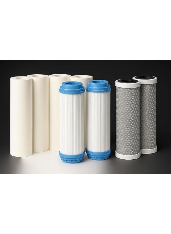 Taiwan Water Filter Candle Set 8 Pcs (4 Poly + 2 Carbon Block + 2 Carbon Grits) – Enough for Full Generic Original High Quality Material – For All Water Filters - Image 1