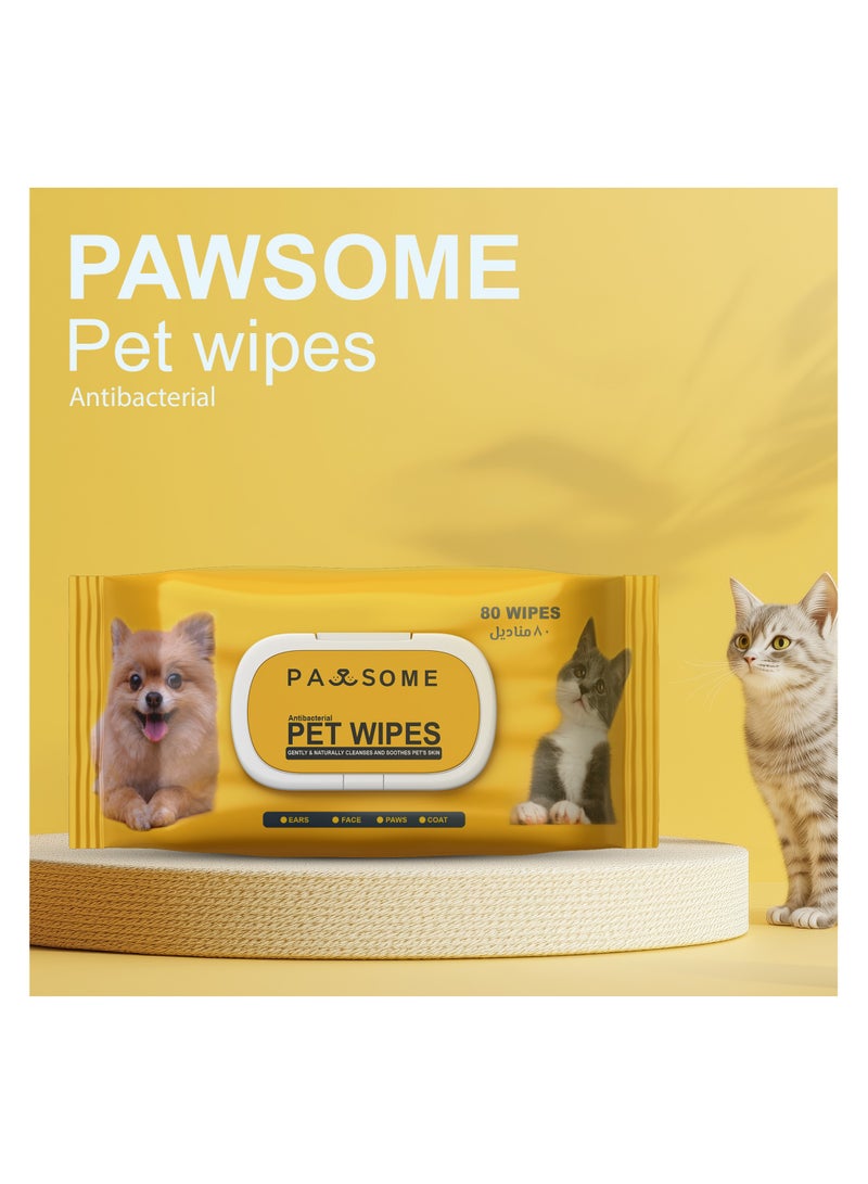 All day wipes مناديل مبللة مضادة للبكتيريا للحيوانات الأليفة - 80 قطعة (للكلاب والقطط) - Image 5