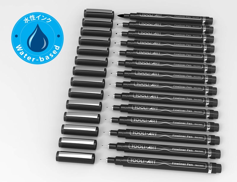 TOOLI-ART Micro-Line 14 Pens With Case, Fineliner, Multiliner, Archival Ink, Waterproof, Journaling, Illustration, Architecture, Technical Drawing, Outlining, Scrapbooking, Manga, Writing, Rock Painting Black - Image 3