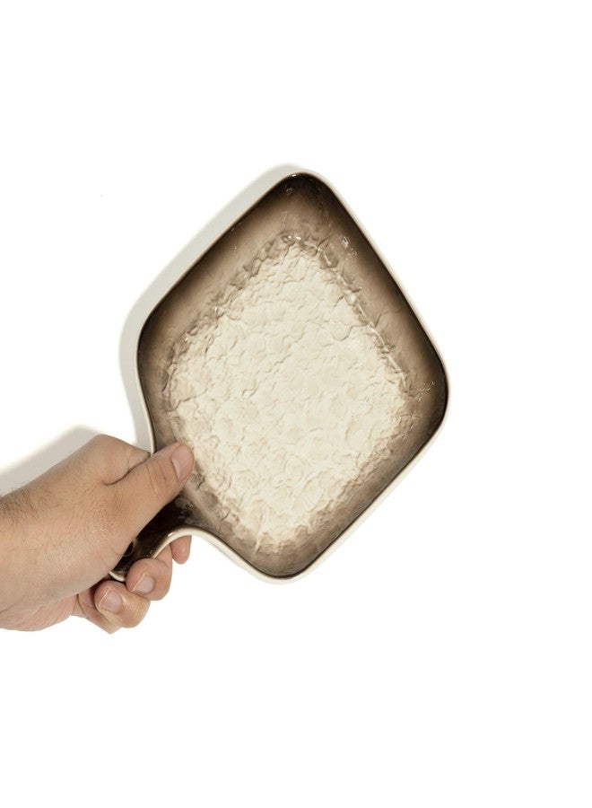 Beyond Homes Ceramic Snack Plates, 9 Inch | Square Dessert Plates with Handle for Baking | Microwave & Dishwasher Safe Serving Platter for Snack, Starters & Dining Table (Brown, Set of 2) - Image 3