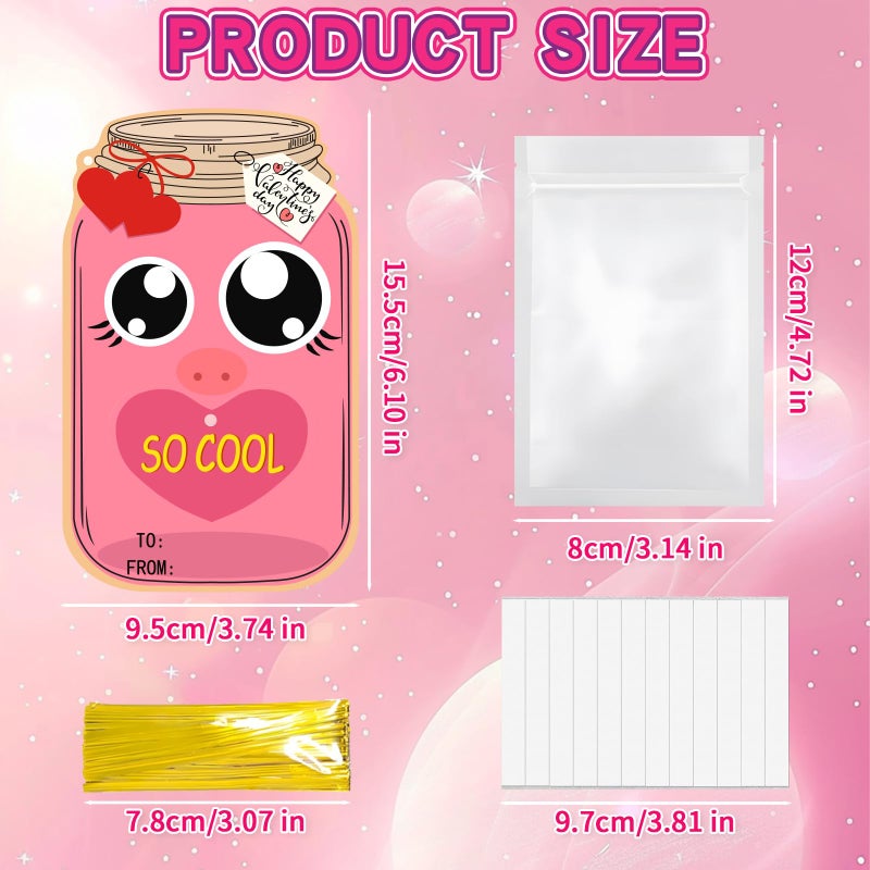 Natonhi 50 Pack Valentine Day Cards for Kids, Fun Mason Jar Valentines Day Candy Card, Kid Bulk Valentines Day Exchange Cards for Classroom School Party Favors(Candy Not Included) - Image 3