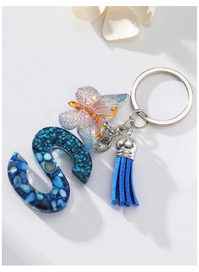 Butterfly and letter S car key chain