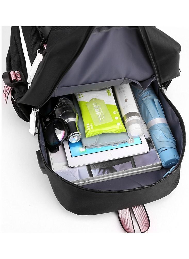 NIBEMINENT - KPOP Blackpink Backpacks School Laptop Lisa Rose Jisoo Jennie Shouler Bag USB Charging Casual Hiking Daypacks Book - Image 1