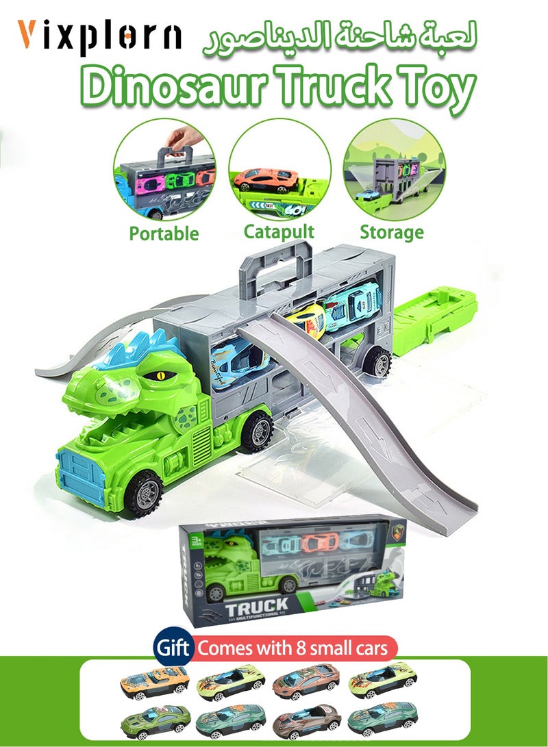 Vixplorn Dinosaur Truck Toys with 8 Small Cars, Dinosaur Transport Car, Large Dinosaur Carrier Truck, Kids Dinosaur Toys for Boys Girls Ages 3-5, Toy Truck Carrier with Mini Cars, Dino Transport Vehicle Toy, Dinosaur Carrier Playset, Gift Toys for Toddlers, Educational Dinosaur Truck Set, Kids Transport Truck, Boys Toy Trucks - Image 1
