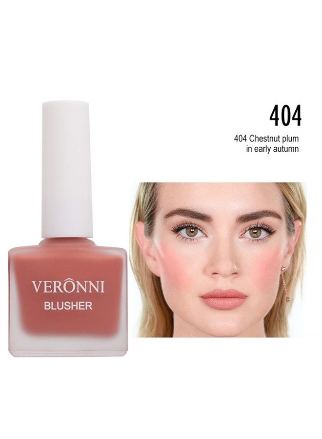 VERONNI أحمر خدود سائل - أحمر خدود سائل عصير الفاكهة، أحمر خدود وجه نباتي مقاوم للماء يدوم طويلاً، خالي من القسوة لإنهاء لامع (#404) - Image 4