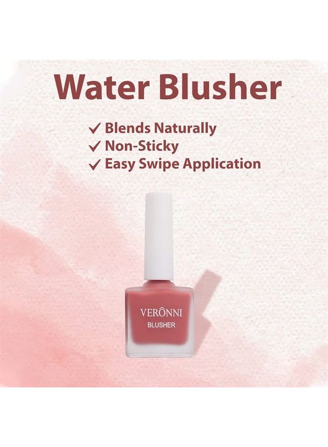 VERONNI أحمر خدود سائل - أحمر خدود سائل عصير الفاكهة، أحمر خدود وجه نباتي مقاوم للماء يدوم طويلاً، خالي من القسوة لإنهاء لامع (#404) - Image 2