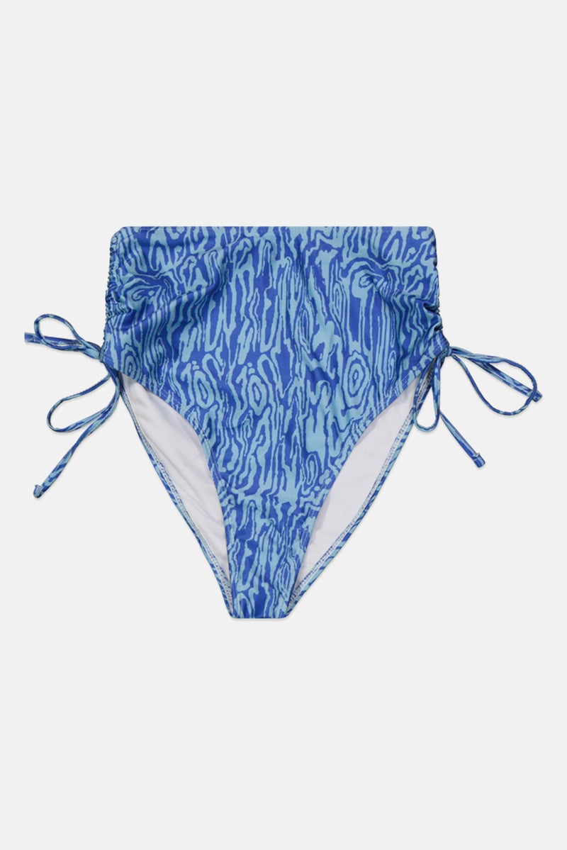 Unique21 Women Abstract High Waisted Bikini Bottom, Mid Blue  - Image 1