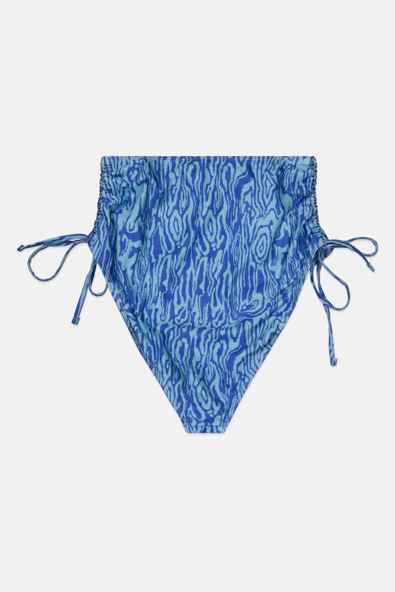 Unique21 Women Abstract High Waisted Bikini Bottom, Mid Blue  - Image 2