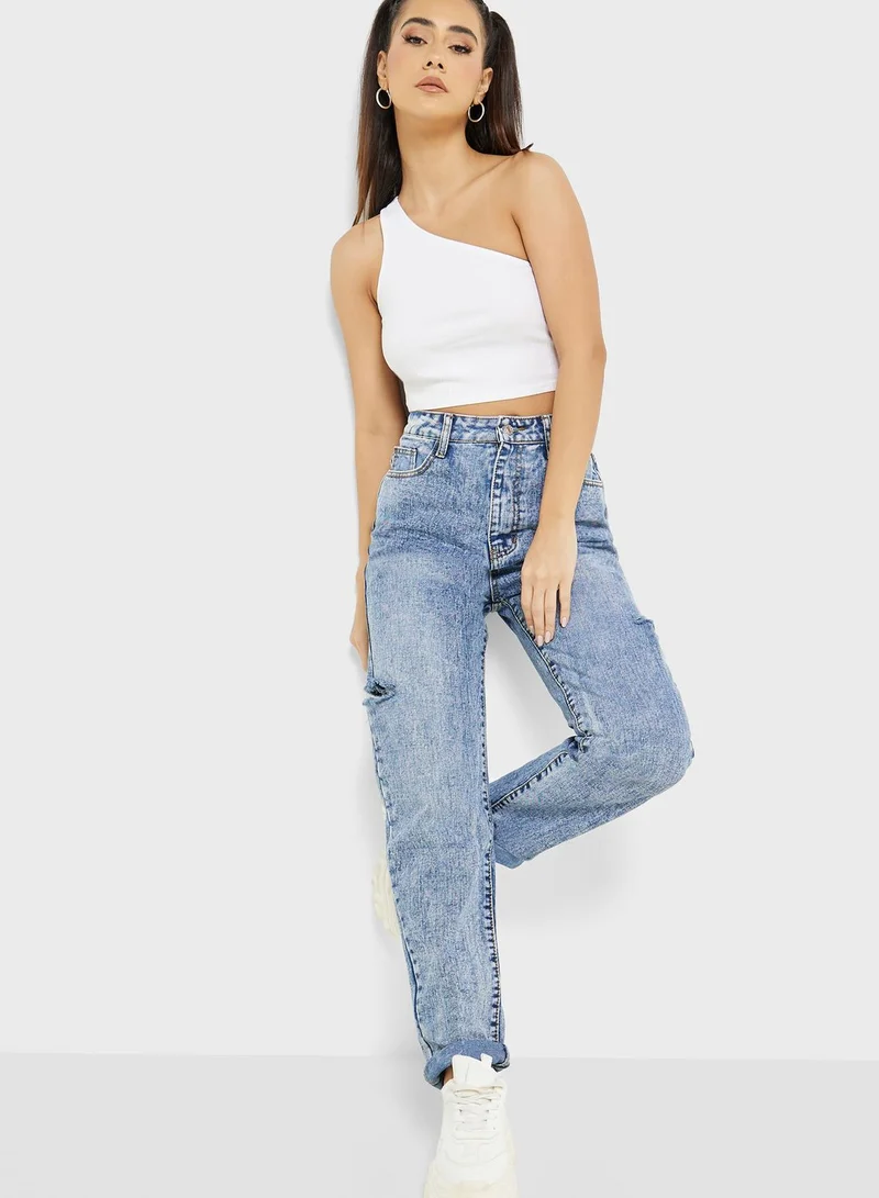 Ginger Acid Wash Distressed Jeans