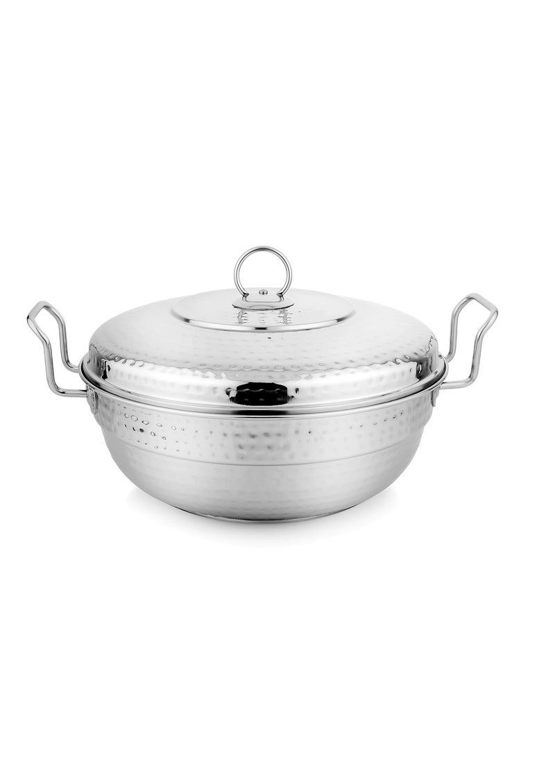 Prabha Stainless Steel Mini Hammered Multi Kadhai, Multi Use, Dhokla, Idli, Uttapam, Grace Induction Base, 20cm, 4 Plates, 2 Year Manufacturer Warranty - Image 1