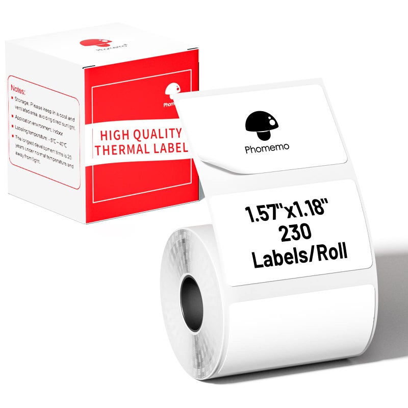 Phomemo Thermal Labels-for M110/M221/M220/M120/M200,1.57"x1.18"(40x30mm),230 Labels/Roll, for Barcode/Address/Mailing/Logo/Business/Home Tag - Image 1