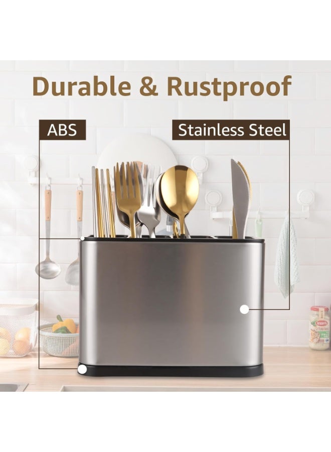 Stainless Steel Cutlery Holder, 18 x 8.6 x 13 cm, Tableware Rack, Cutlery Basket, Metal Kitchen Utensil Holder for Chopsticks, Spoons, Knives and Forks - Image 4