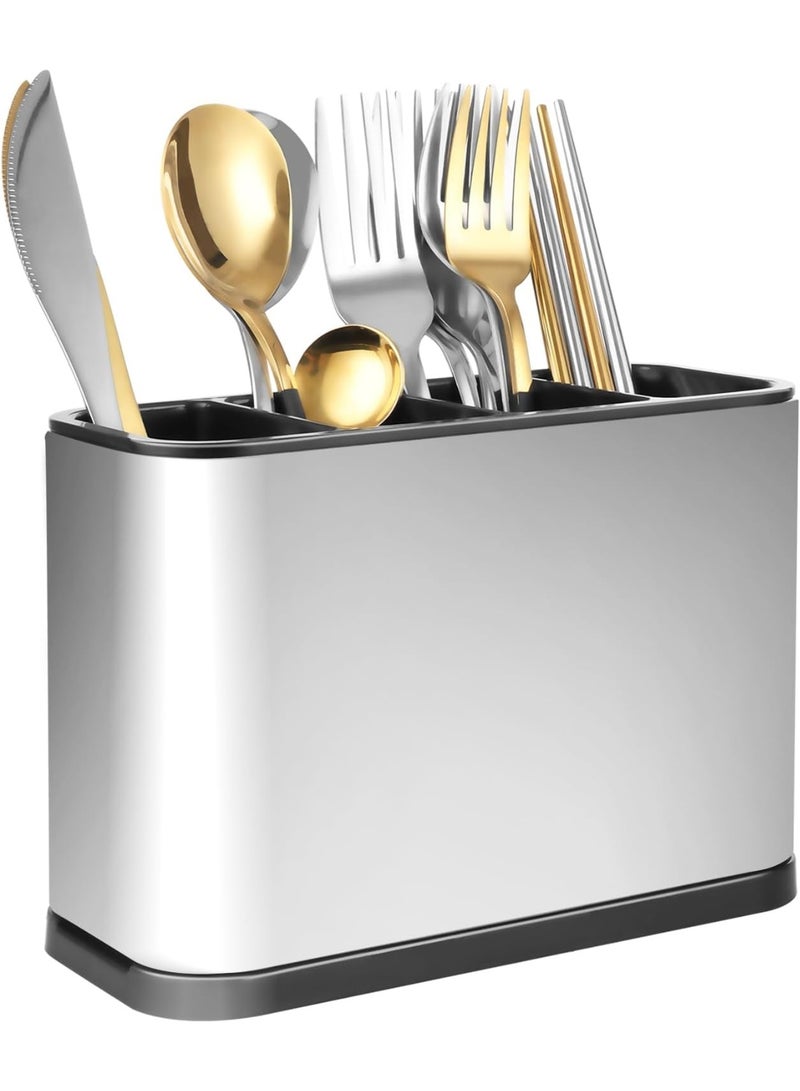 Stainless Steel Cutlery Holder, 18 x 8.6 x 13 cm, Tableware Rack, Cutlery Basket, Metal Kitchen Utensil Holder for Chopsticks, Spoons, Knives and Forks - Image 1