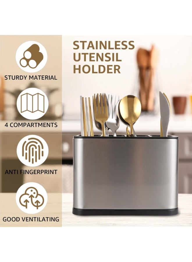 Stainless Steel Cutlery Holder, 18 x 8.6 x 13 cm, Tableware Rack, Cutlery Basket, Metal Kitchen Utensil Holder for Chopsticks, Spoons, Knives and Forks - Image 5