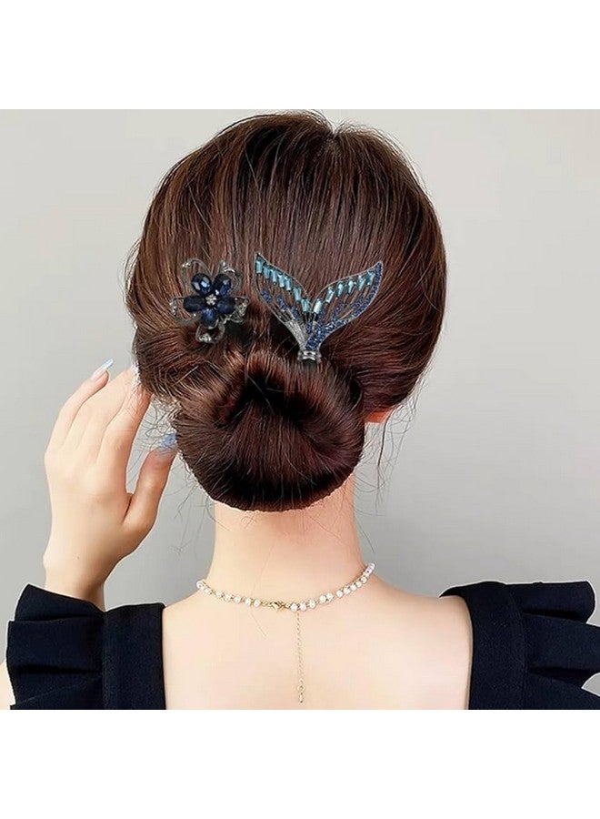 DAZZLIQ Hair Bun Maker Twister Accessories Mermaid Tail Rhinestone Elegant Hair Puff Accessories for Women Bun Maker Bun Cages for Hair for Party Wedding Celebrations Juda Accessories for Women - Image 2