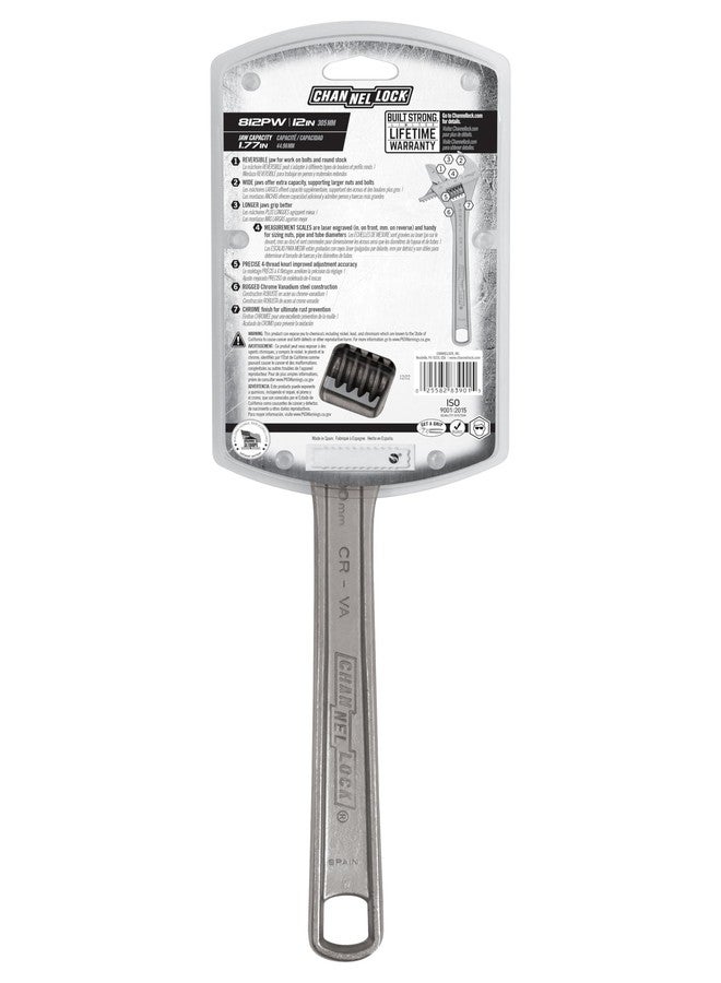Channellock 812PW 12" Reversible Jaw Adjustable Wrench/PIPE Wrench, Chrome - Image 4