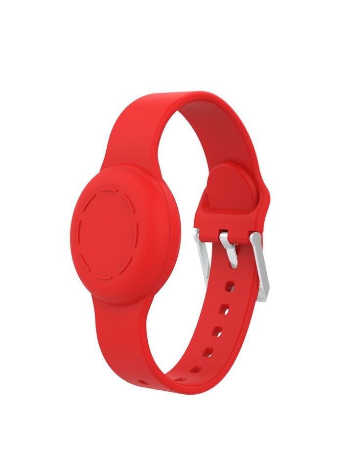Anti-loss silicone case, waterproof wristband and kids watch band for Apple AirTags (red) - Image 1