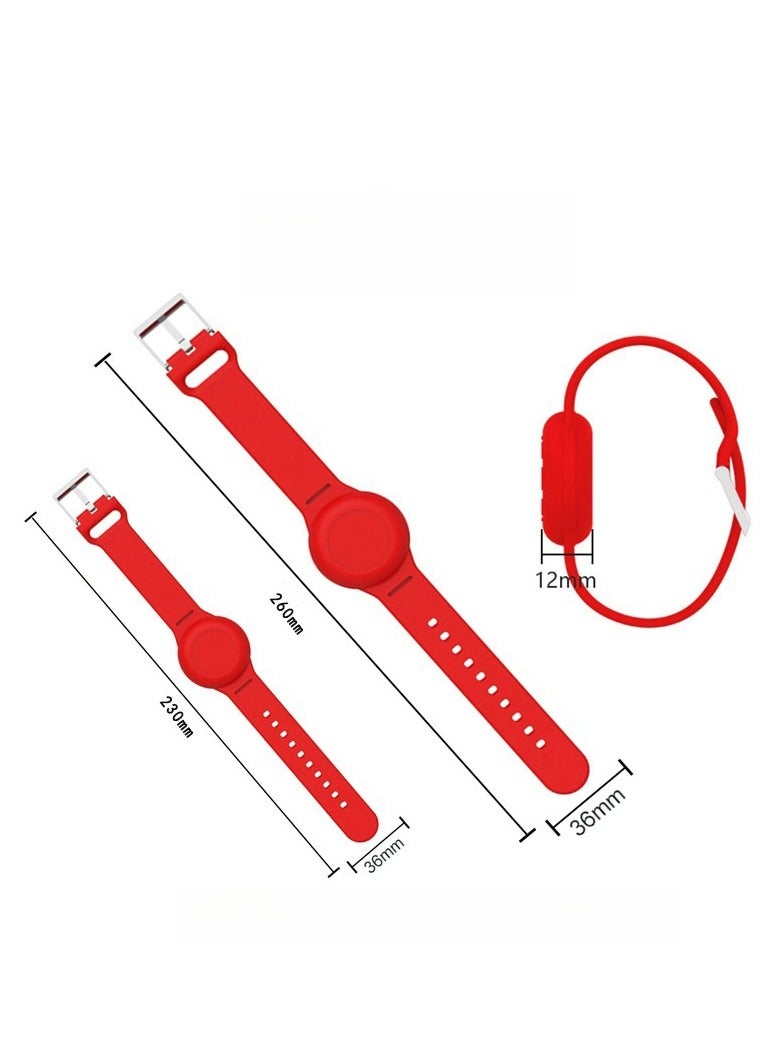 Anti-loss silicone case, waterproof wristband and kids watch band for Apple AirTags (red) - Image 2