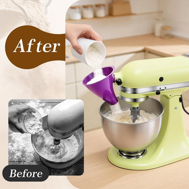 KEEUH Purple Stand Mixer Accessories Compatible with KitchenAid Artisan KSM150, Food-Grade Flour Funnel for 5 Quart Tilt-Head Stand Mixer, Anti-Splash Kitchen Funnel, Easy to wash and Reuse - Image 2
