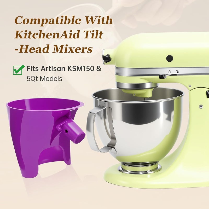 KEEUH Purple Stand Mixer Accessories Compatible with KitchenAid Artisan KSM150, Food-Grade Flour Funnel for 5 Quart Tilt-Head Stand Mixer, Anti-Splash Kitchen Funnel, Easy to wash and Reuse - Image 3