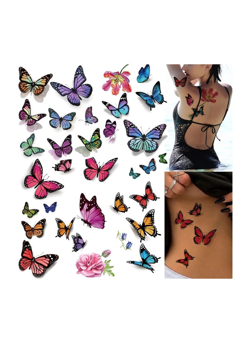 Butterfly Temporary Tattoos - Assorted Styles, Waterproof Stickers for Kids and Women, Perfect for Birthday Celebrations and Decorations. - Image 3
