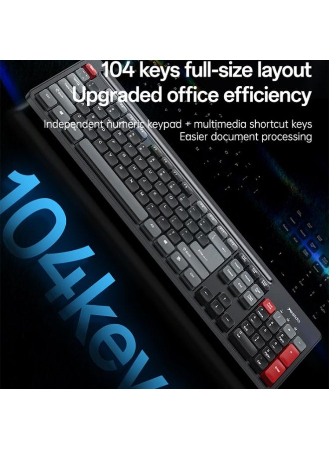 يسيدو مجموعة كيبورد وماوس Yesido KB43 لاسلكية، 104 مفتاح، بتصميم عربي مريح و DPI قابل للتعديل، توصيل فوري - أسود - Image 5