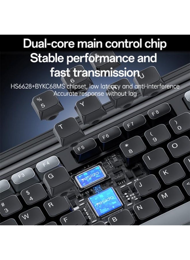 يسيدو مجموعة كيبورد وماوس Yesido KB43 لاسلكية، 104 مفتاح، بتصميم عربي مريح و DPI قابل للتعديل، توصيل فوري - أسود - Image 3