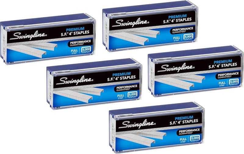 Swingline Staples, 5 Pack, S.F. 4, Premium, 1/4" Length, 210/Strip, 5000/Box (35481) - Image 1