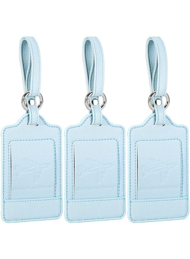 Teskyer Luggage Tags, 3 Pack Premium PU Leahter Luggage Tags Privacy Protection Travel Bag Labels Suitcase Tags - Image 1
