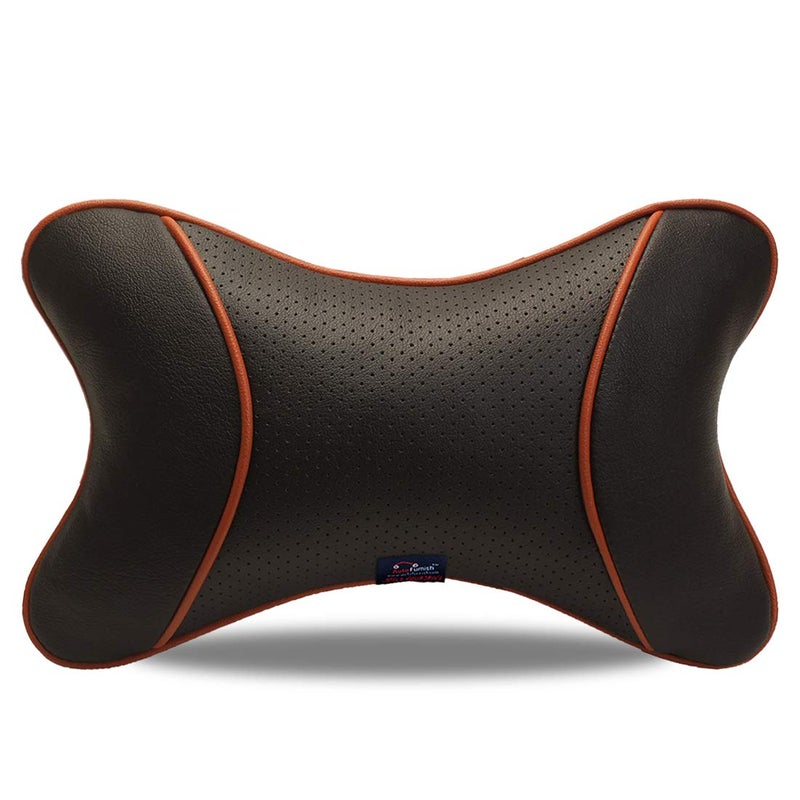 AutoFurnish Faux Leather Premium Car Pillow Neck Rest Black Set Of 2 - Image 3