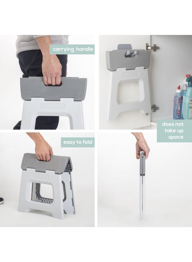 Vigar Compact Foldable Stool 16 Inches Lightweight 330 Pound Capacity Non Slip Folding Step Stool Gray - Image 3