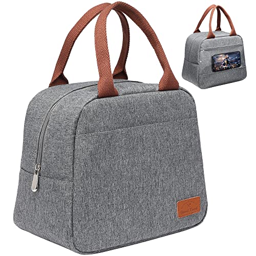 Bagseri Insulated Lunch Bag Women - Lunch Bag for Women Men Reusable Lunch Box Leakproof Thermal Cooler Sack Food Handbags Case High Capacity for Work and Picnic(Light Grey) - Image 1