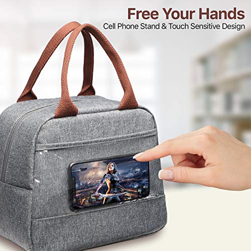 Bagseri Insulated Lunch Bag Women - Lunch Bag for Women Men Reusable Lunch Box Leakproof Thermal Cooler Sack Food Handbags Case High Capacity for Work and Picnic(Light Grey) - Image 2