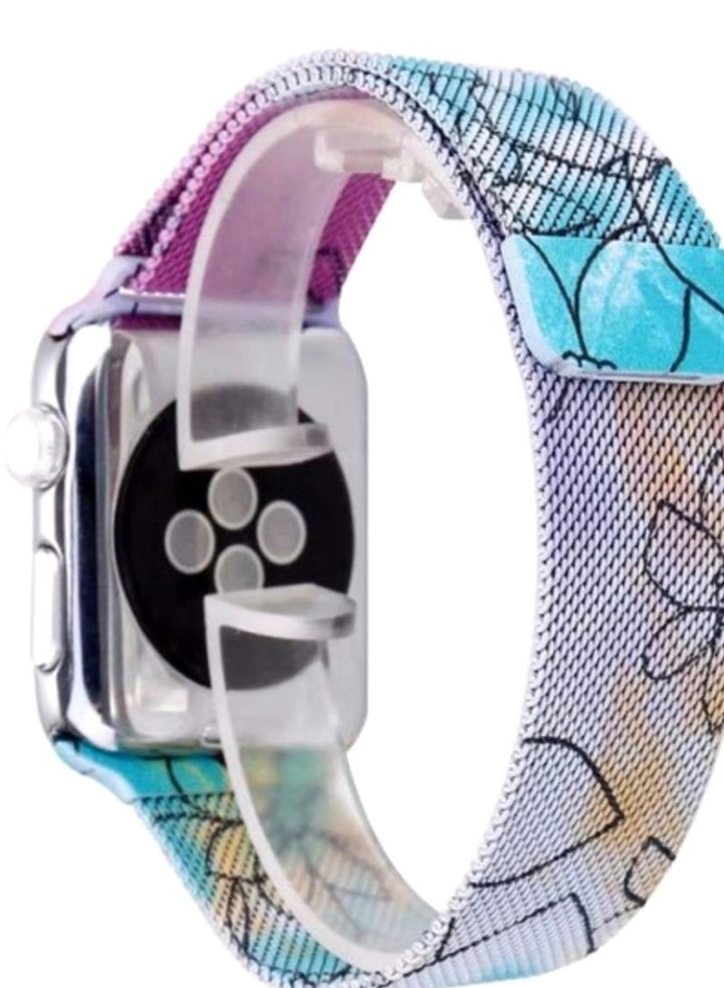 Perfii Replacement Band For Apple iWatch Series 5/4/3/2/1 42-44mm Lily Pattern - Image 2
