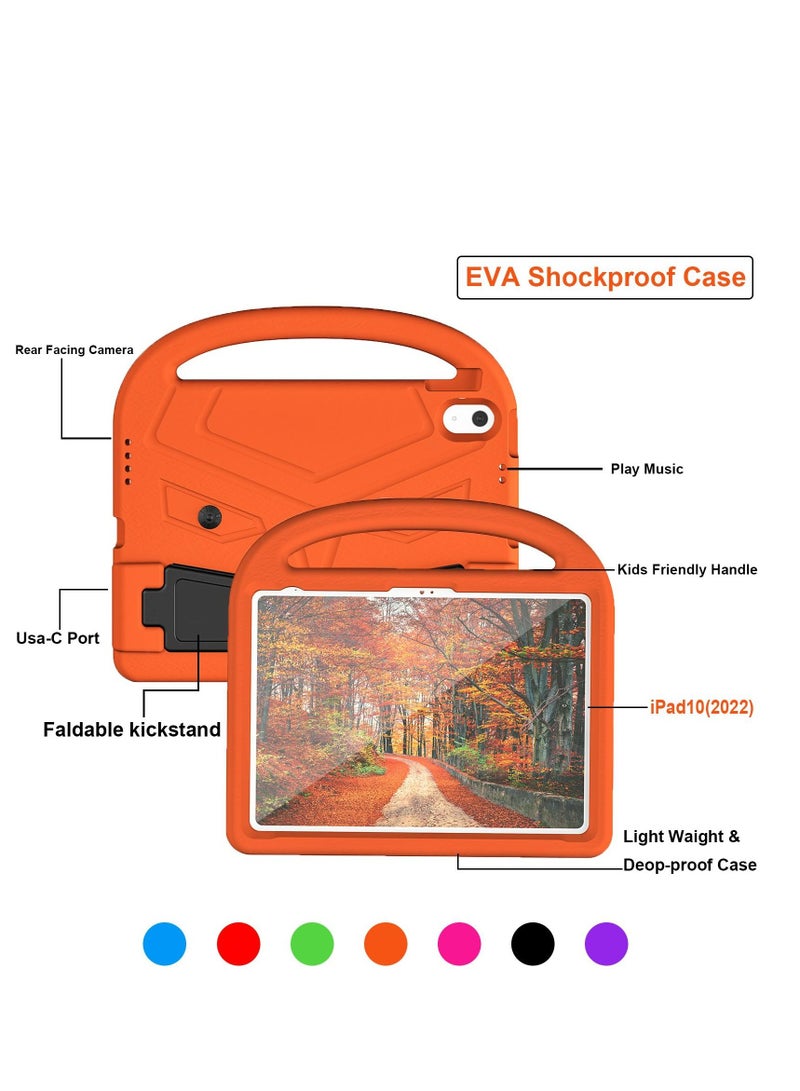 GULFLINK Lightweight Kids Friendly Shockproof Handle Stand Cover Case for ipad 10th 10.9 inch 2022（A2757/A2777）Orange - Image 3