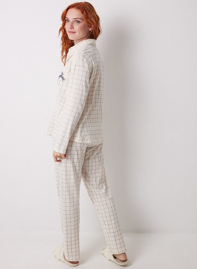 women'secret Long Classic Pyjamas Cotton Checkered  - Image 4