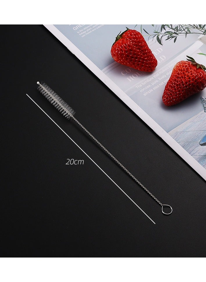 Disposable Drinking Straws Food Grade, Reusable Stainless Steel Straws with Cleaning Brush, Plastic Drinking Straws Set with 3 Metal Straws and 100 Disposable Straws for Juice, Coffee and Smoothies - Image 3