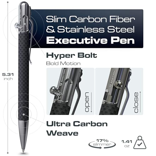 BASTION Carbon Fiber Stainless Steel Bolt Action HyperBolt Pen Lightweight CNC EDC Writing Tool Refillable Premium Everyday Carry Gift Pen Slim - Image 3