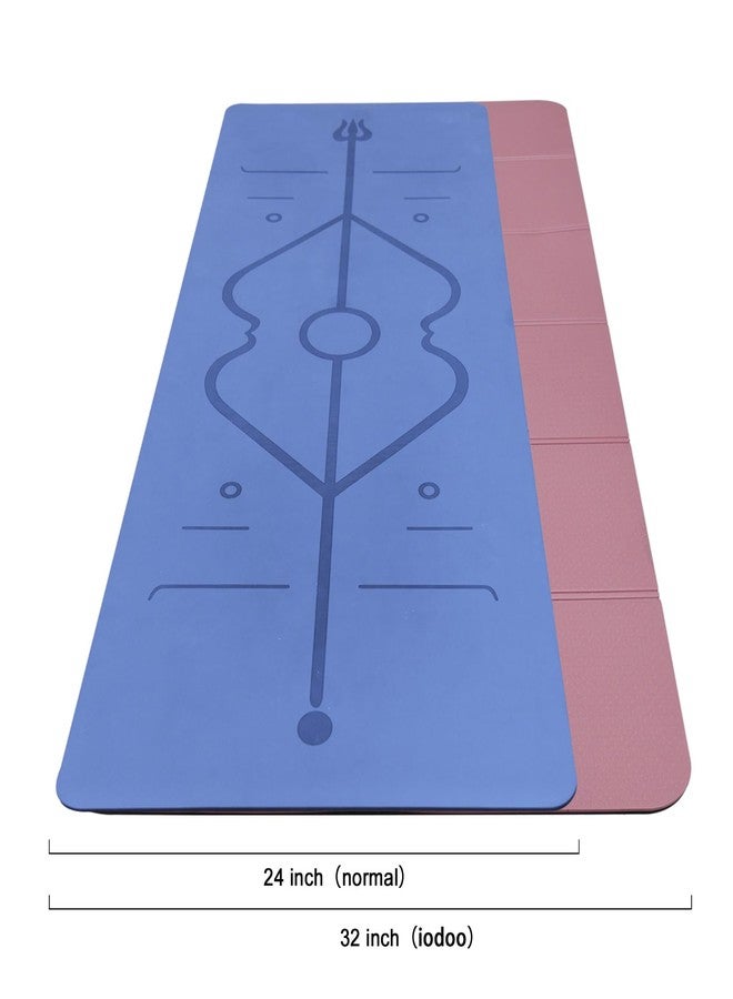 iodoo Foldable Yoga Mat 72" L x 32" W x 0.32 Inch Extra Thicked and Wided, Folding Yoga Mat for Travel with Canvas Carrying Bag, Non-Slip TPE Exercise Pilates Mat (Black-Pink) - Image 2
