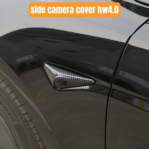 Qlhshop Side Camera Cover HW4.0 Indicator Protection Cover Carbon Fiber Trim Exterior Decorations for 2024 Tesla Model 3 Highland Accessories - Cuztom Tuning Gifts for Tesla Owners, 1 Pair - Image 2