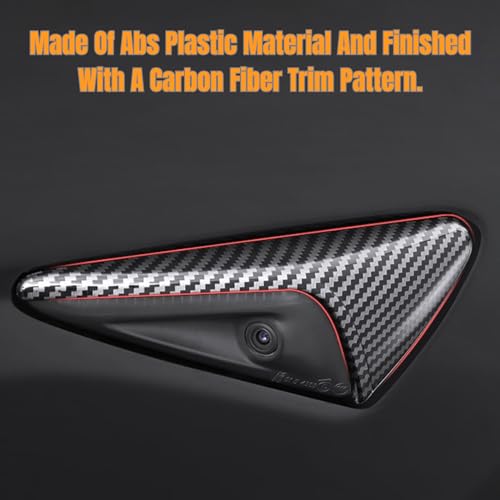 Qlhshop Side Camera Cover HW4.0 Indicator Protection Cover Carbon Fiber Trim Exterior Decorations for 2024 Tesla Model 3 Highland Accessories - Cuztom Tuning Gifts for Tesla Owners, 1 Pair - Image 3