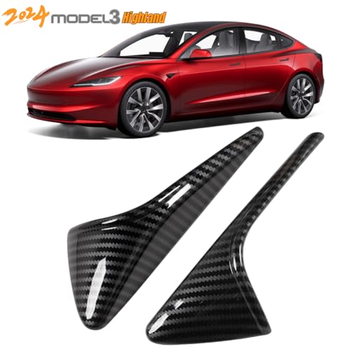 Qlhshop Side Camera Cover HW4.0 Indicator Protection Cover Carbon Fiber Trim Exterior Decorations for 2024 Tesla Model 3 Highland Accessories - Cuztom Tuning Gifts for Tesla Owners, 1 Pair - Image 4