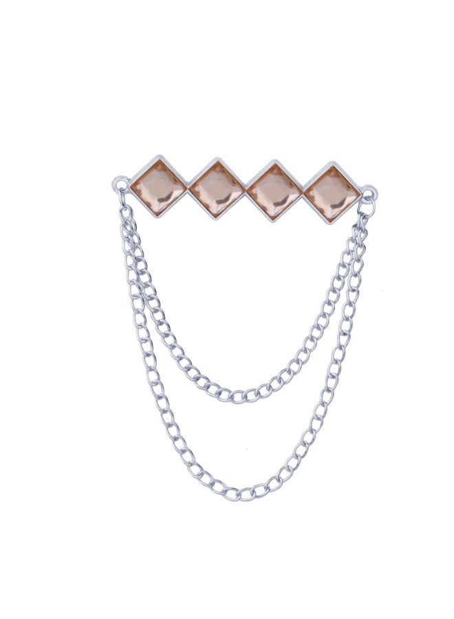 Shougu Versatile Temperament Personality Gemstone Tassel Chain Suit Brooch