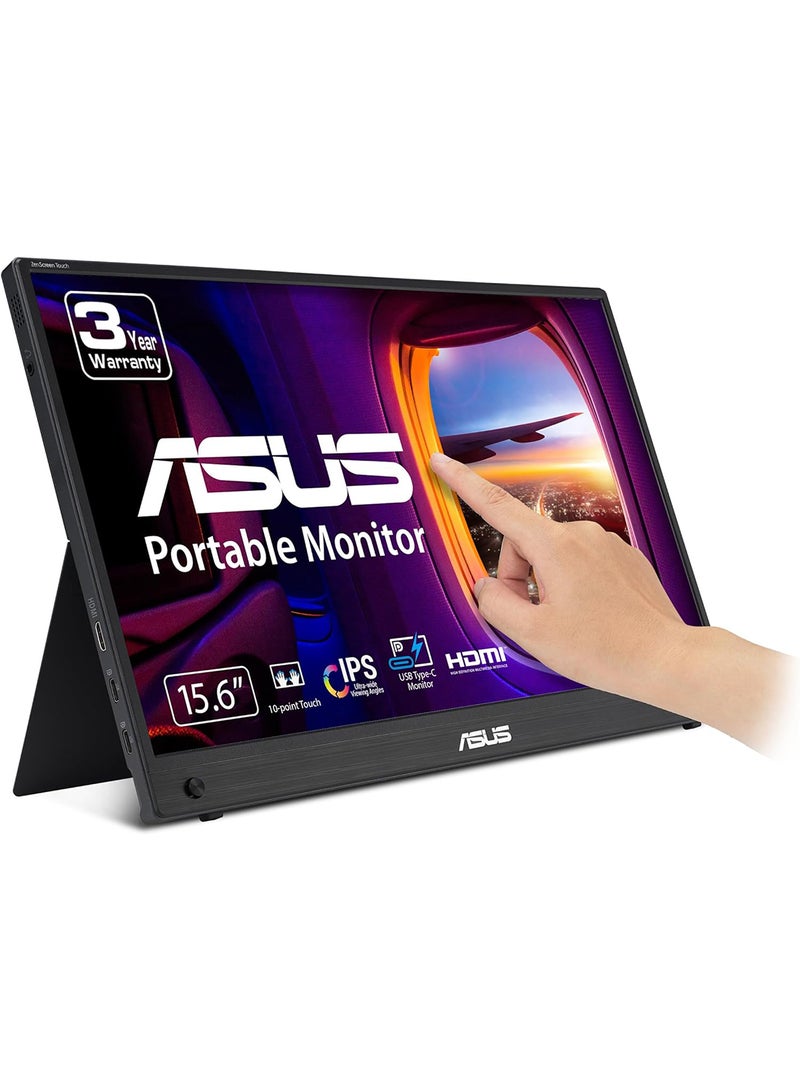 ASUS 15.6-Inch  Zenscreen Touch Mb16Aht Portable Monitor  Fhd (1920 X 1080), Ips, 10-Point Touch, Mini-Hdmi, Ergo Kickstand, Tripod Socket, Flicker Free, Low Blue Light, Windows Compatible Black - Image 1
