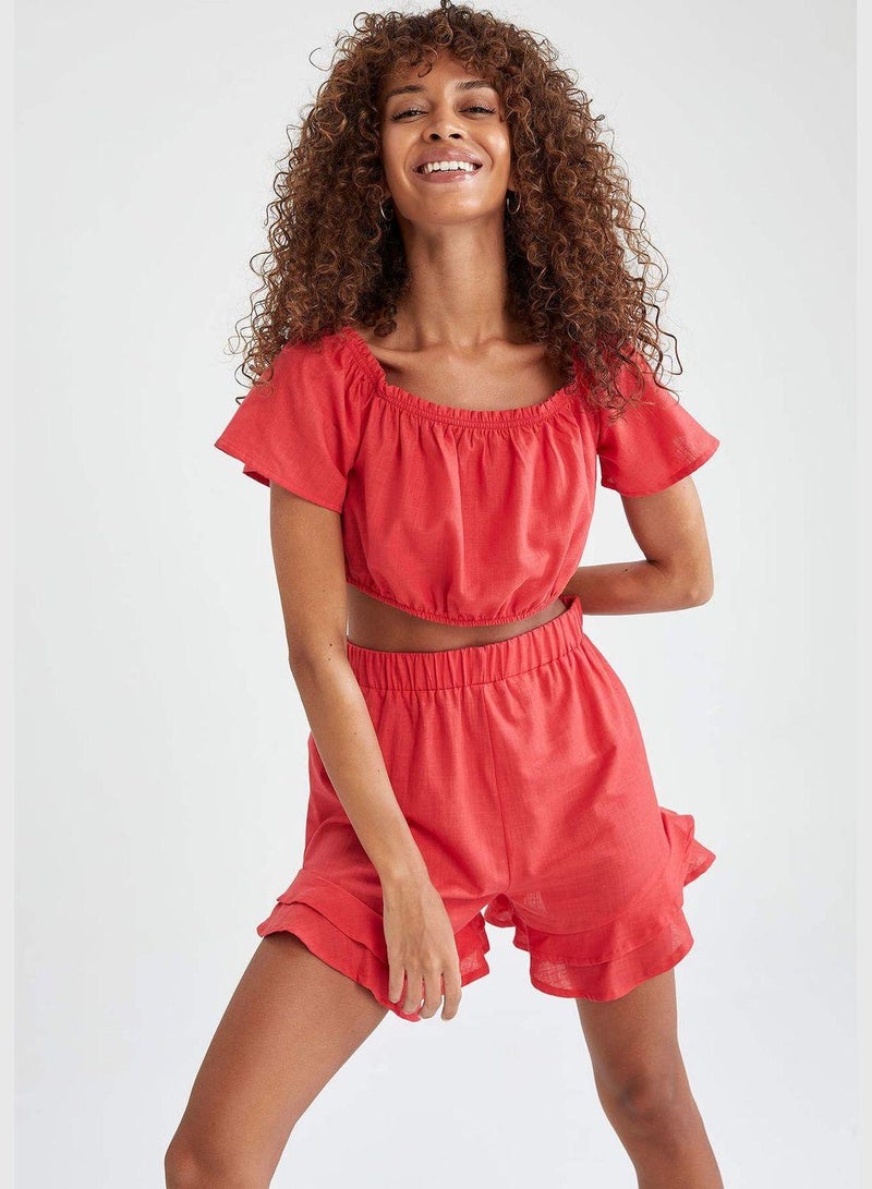 DeFacto Short Sleeve Boat Neck Crop Top - Image 4