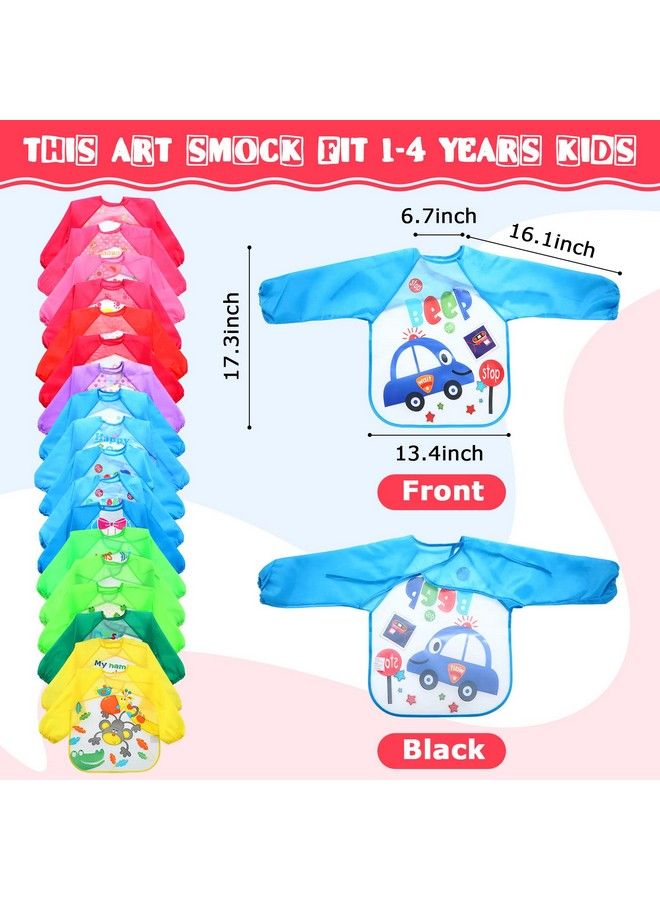Jeere 36 Pcs Kids Art Smocks Bulk Toddler Smocks For Painting Waterproof Children Paint Aprons Colorful Washable Long Sleeve Smocks Arts And Crafts Supplies For Classroom Baby Boys Girls Aged 14 Years - Image 3